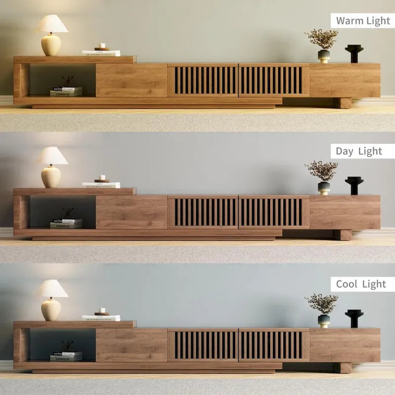 Walnut Extendable TV Stand, 3 Drawers, Fits 78"–118" TVs, 1 Unit