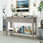 Navy / Espresso / Gray Wash / Antique White 3-Drawer Retro Console Table, for 1 Person