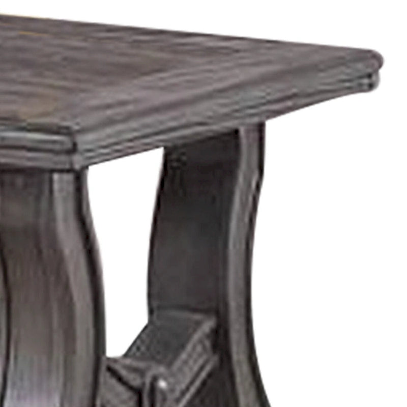 Gray Wood End Table, Flared Legs, Bottom Shelf