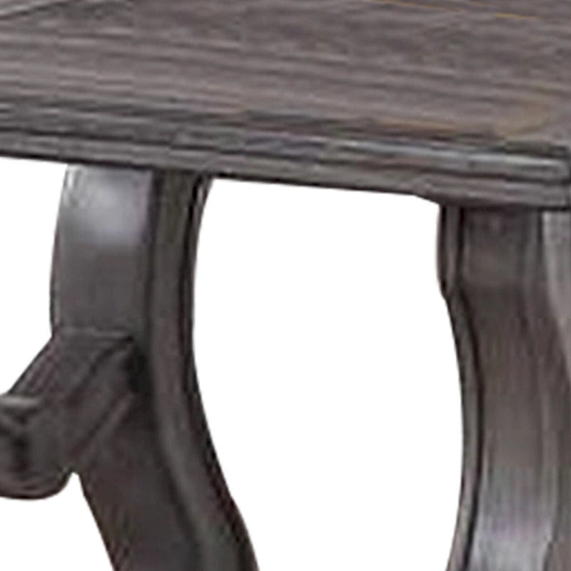 Gray Wood End Table, Flared Legs, Bottom Shelf