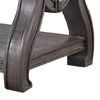 Gray Wood End Table, Flared Legs, Bottom Shelf