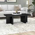 44" Rectangular Coffee Table — Black Grain / Gray Oak / Alder White, Double Pillar T-Leg