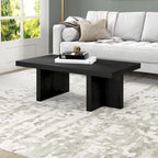 44" Rectangular Coffee Table — Black Grain / Gray Oak / Alder White, Double Pillar T-Leg