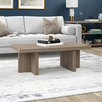 44" Rectangular Coffee Table — Black Grain / Gray Oak / Alder White, Double Pillar T-Leg