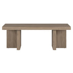 44" Rectangular Coffee Table — Black Grain / Gray Oak / Alder White, Double Pillar T-Leg