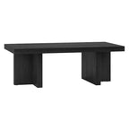44" Rectangular Coffee Table — Black Grain / Gray Oak / Alder White, Double Pillar T-Leg