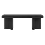 44" Rectangular Coffee Table — Black Grain / Gray Oak / Alder White, Double Pillar T-Leg