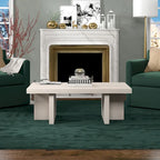 44" Rectangular Coffee Table — Black Grain / Gray Oak / Alder White, Double Pillar T-Leg