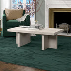 44" Rectangular Coffee Table — Black Grain / Gray Oak / Alder White, Double Pillar T-Leg