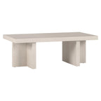 44" Rectangular Coffee Table — Black Grain / Gray Oak / Alder White, Double Pillar T-Leg