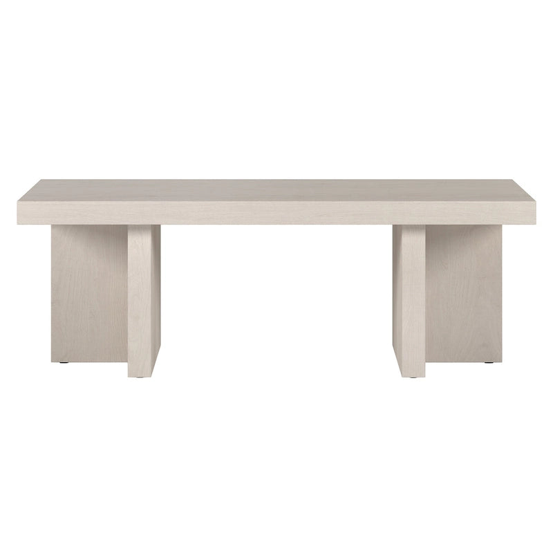 44" Rectangular Coffee Table — Black Grain / Gray Oak / Alder White, Double Pillar T-Leg