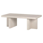 44" Rectangular Coffee Table — Black Grain / Gray Oak / Alder White, Double Pillar T-Leg