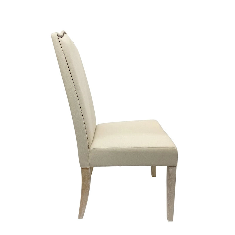 Natural Driftwood Linen Single Dining Height Chair