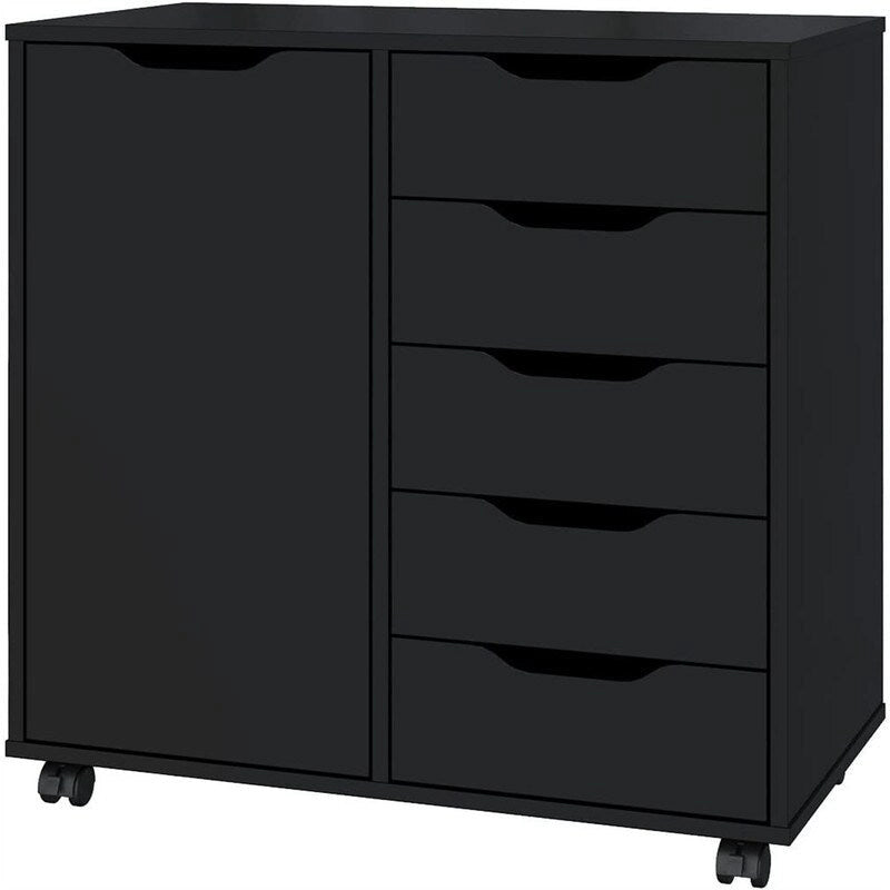 Black/White 5-Drawer Chest with 1 Door - 2 Colors