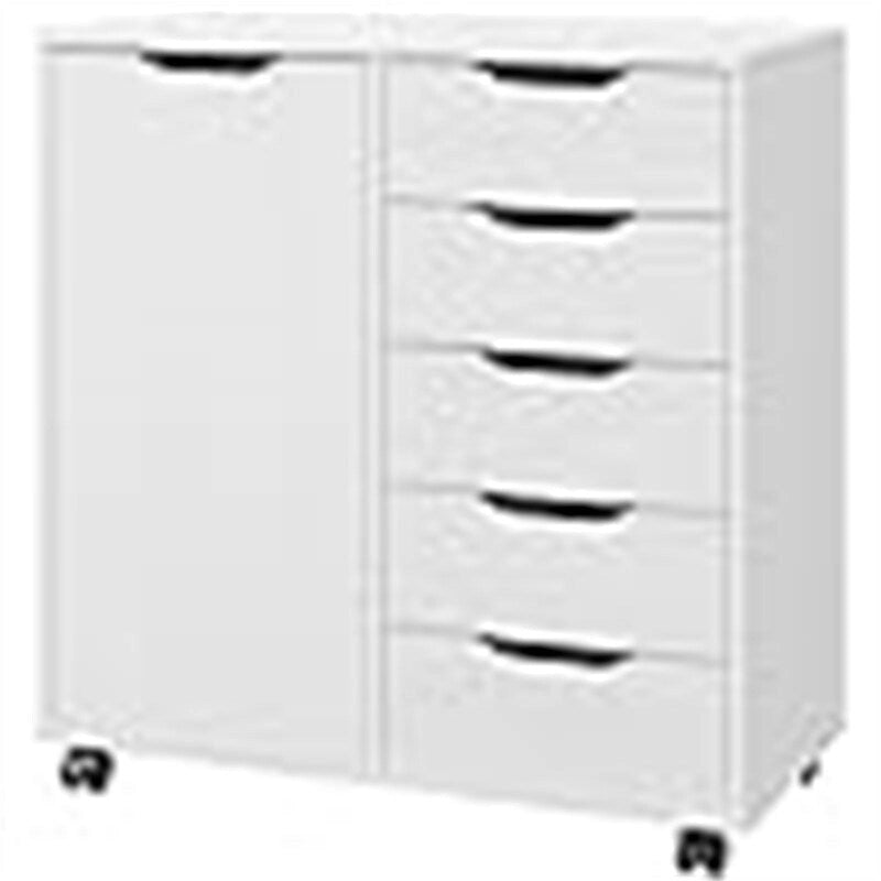Black/White 5-Drawer Chest with 1 Door - 2 Colors
