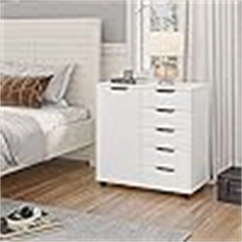 Black/White 5-Drawer Chest with 1 Door - 2 Colors