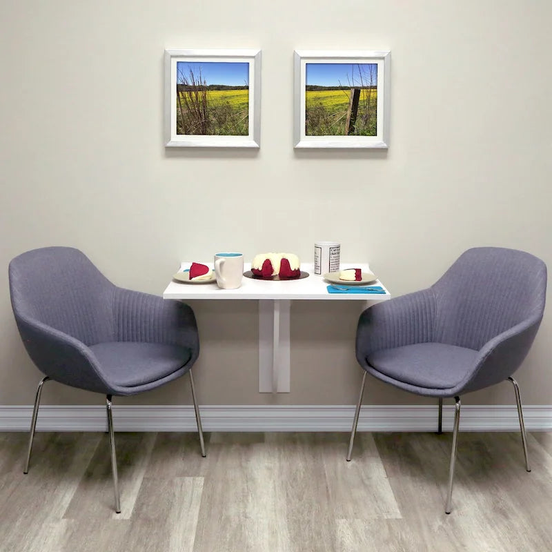 White Wall-Mounted Foldable Desk for 1