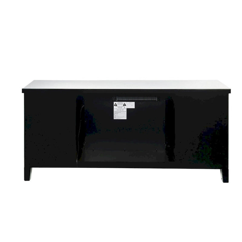 Silver TV Stand with Electric Fireplace, Mirror Panel, Single Unit