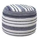 Blue Cotton Pouf Ottoman – 1-Person Seating, 18-Inch