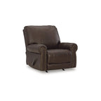 Dark Brown Roll Arm Recliner, 1-Seat, Leather/Faux Leather