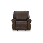 Dark Brown Roll Arm Recliner, 1-Seat, Leather/Faux Leather