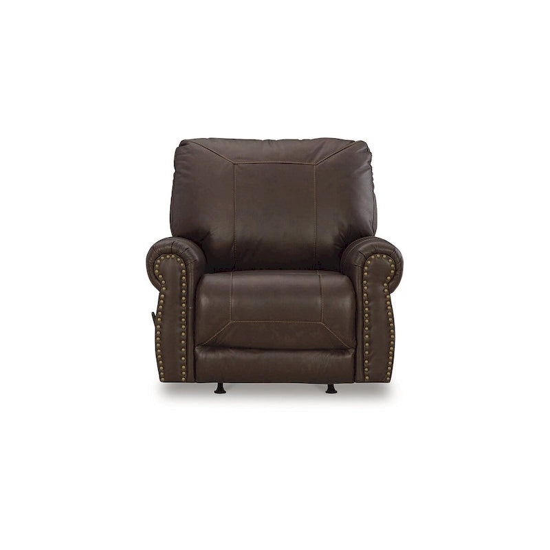 Dark Brown Roll Arm Recliner, 1-Seat, Leather/Faux Leather