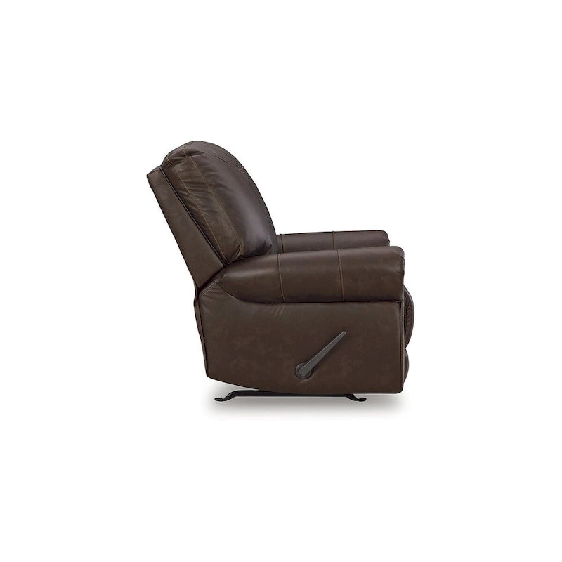 Dark Brown Roll Arm Recliner, 1-Seat, Leather/Faux Leather