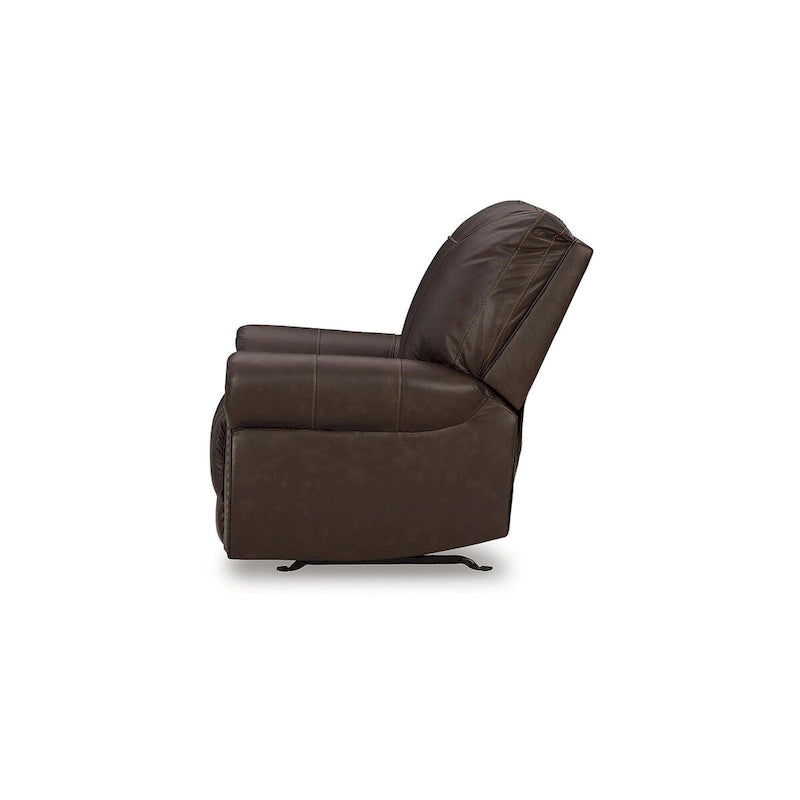 Dark Brown Roll Arm Recliner, 1-Seat, Leather/Faux Leather