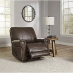 Dark Brown Roll Arm Recliner, 1-Seat, Leather/Faux Leather