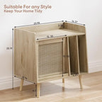 Natural Rattan Record Player Stand with Storage, Single