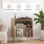 Natural Rattan Record Player Stand with Storage, Single