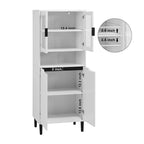 Green/Blue/White Tall Storage Cabinet with Glass Doors, 2-Person Use