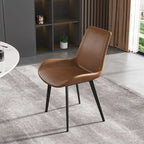 Grey / Brown Mid-Century Dining Chair, PU Leather, Set of 2