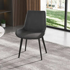 Grey / Brown Mid-Century Dining Chair, PU Leather, Set of 2