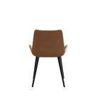 Grey / Brown Mid-Century Dining Chair, PU Leather, Set of 2