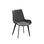 Grey / Brown Mid-Century Dining Chair, PU Leather, Set of 2