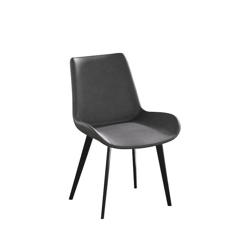 Grey / Brown Mid-Century Dining Chair, PU Leather, Set of 2