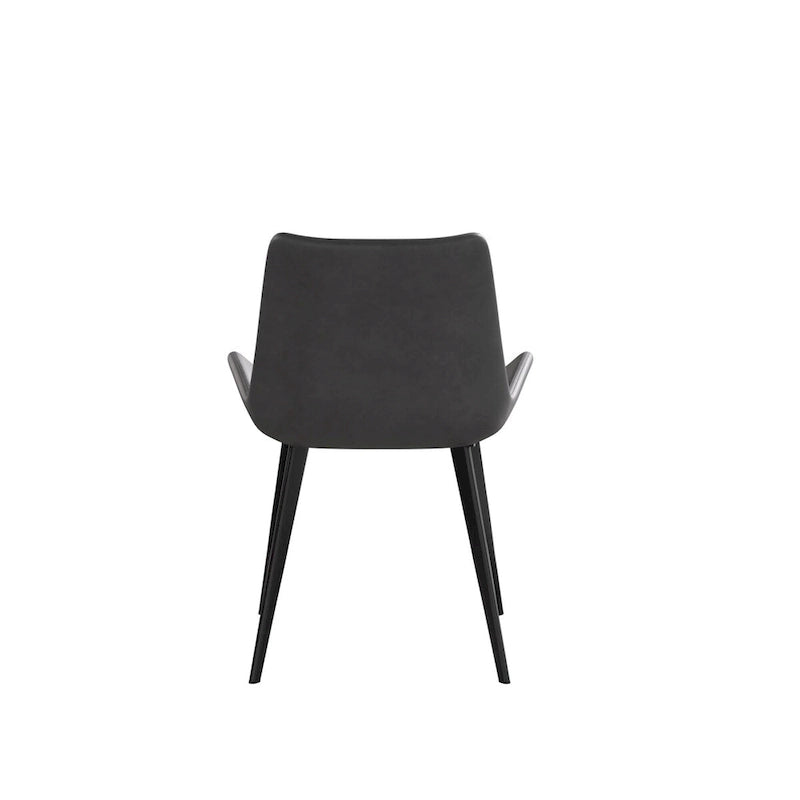 Grey / Brown Mid-Century Dining Chair, PU Leather, Set of 2
