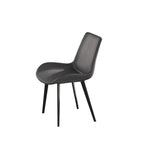 Grey / Brown Mid-Century Dining Chair, PU Leather, Set of 2