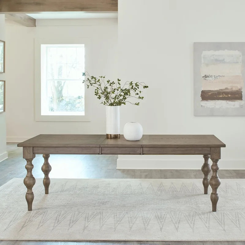 Dusty Taupe Rectangular Farmhouse Dining Table, Seats 6-8
