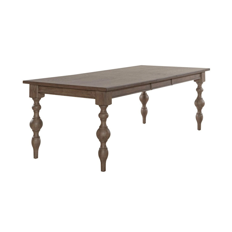 Dusty Taupe Rectangular Farmhouse Dining Table, Seats 6-8