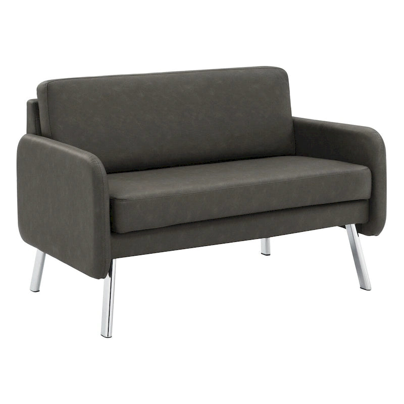 Smoke / Charcoal / Cream Faux Leather & Fabric Single Club Chair