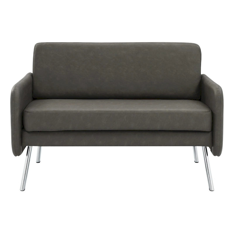 Smoke / Charcoal / Cream Faux Leather & Fabric Single Club Chair