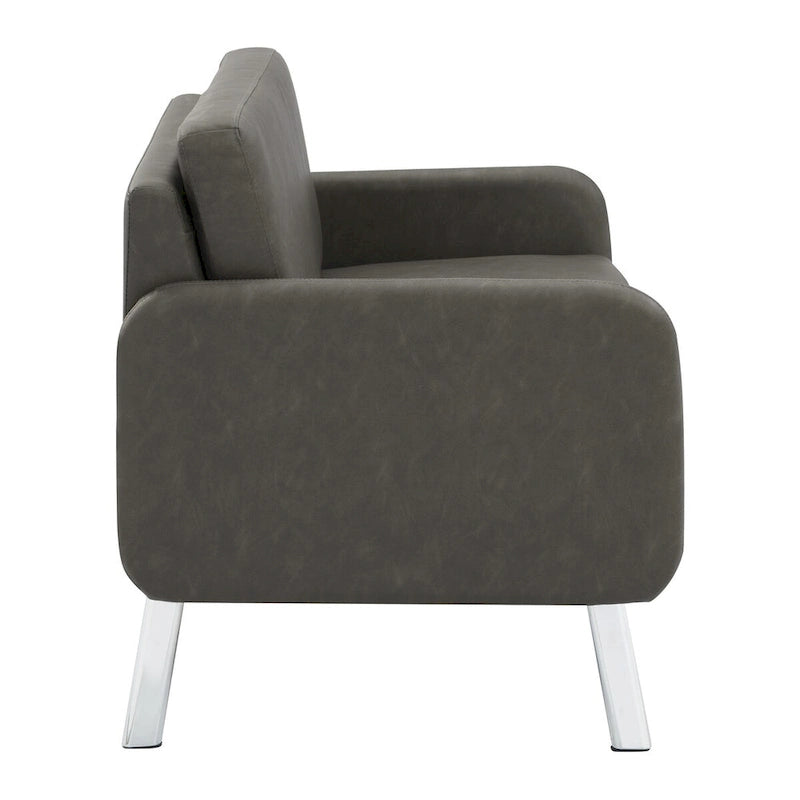 Smoke / Charcoal / Cream Faux Leather & Fabric Single Club Chair