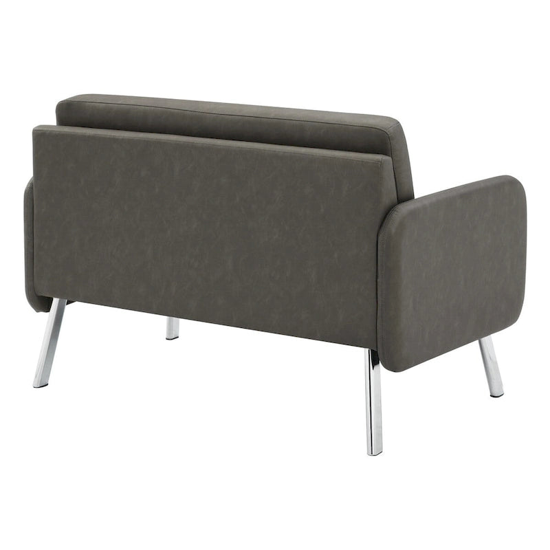 Smoke / Charcoal / Cream Faux Leather & Fabric Single Club Chair