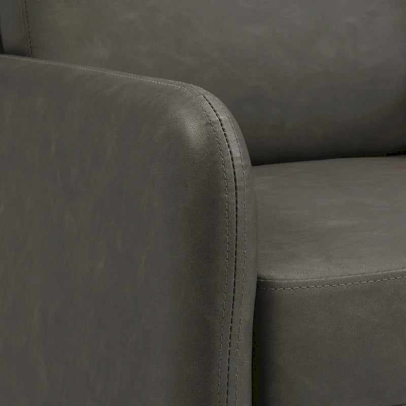 Smoke / Charcoal / Cream Faux Leather & Fabric Single Club Chair