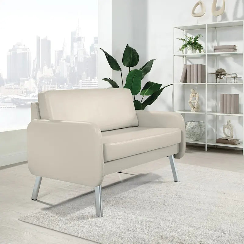 Smoke / Charcoal / Cream Faux Leather & Fabric Single Club Chair