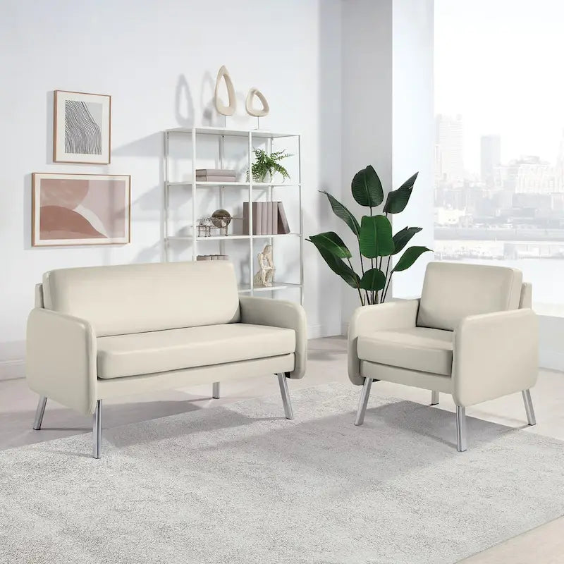 Smoke / Charcoal / Cream Faux Leather & Fabric Single Club Chair