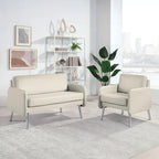 Smoke / Charcoal / Cream Faux Leather & Fabric Single Club Chair