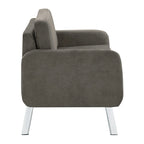 Smoke / Charcoal / Cream Faux Leather & Fabric Single Club Chair